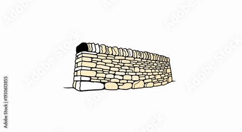 Stylized illustration of a dry stone wall with cream-colored stones and black outlines
