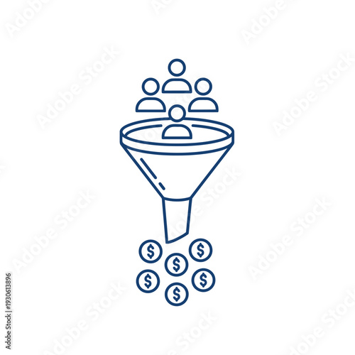 Sales Funnel Conversion Process with Money Flow.