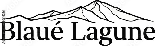 Stylized mountain peaks above the words "Blaué Lagune" in bold serif font