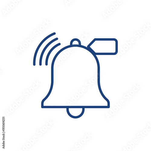 Simple Bell Icon with Sound Waves and Tag.
