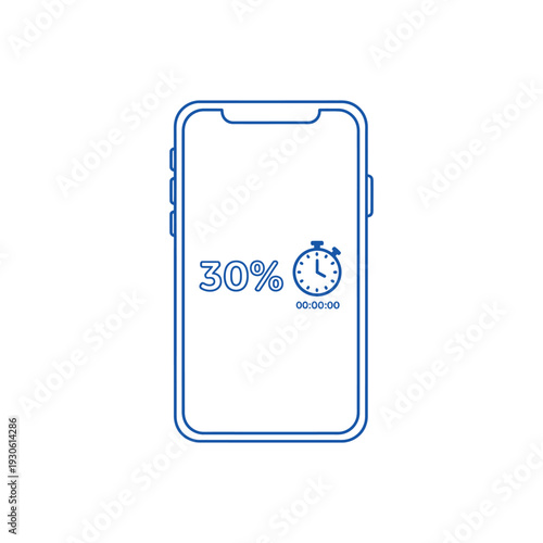 Smartphone screen displaying 30 percent and timer icon.