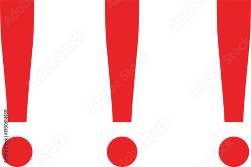 Exclamation mark silhouettes vector illustration, red icons, urgency symbol, warning design, alert sign, emphasis art, graphic element, minimalistic, bold