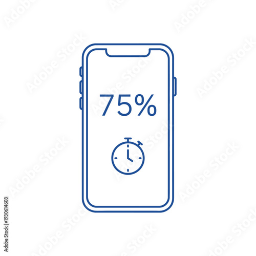 Smartphone screen displaying battery percentage and timer icon.