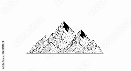 Stylized graphic representation of a mountain range with sharp peaks and textured slopes