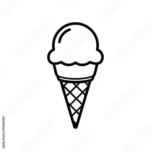 Minimalist Ice Cream Cone Icon for Dessert and Food Designs