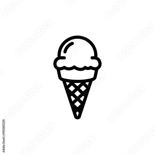 Minimalist Ice Cream Cone Illustration for Dessert and Food Graphics