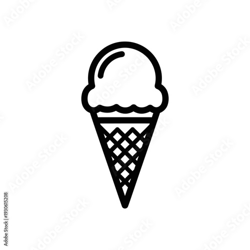Minimalist Ice Cream Cone Illustration for Food and Dessert Design