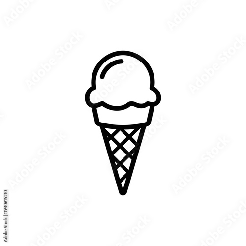 Minimalist Ice Cream Cone Illustration for Food and Dessert Themes