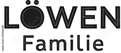 Stylized text, "Löwen" above "Familie", with outlined lettering