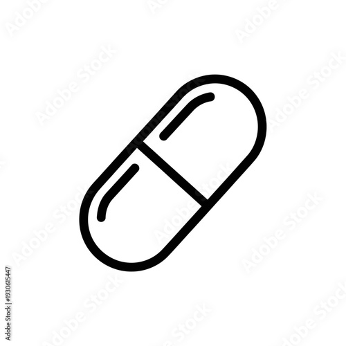 Minimalist Capsule Pill Icon for Medical and Healthcare Designs