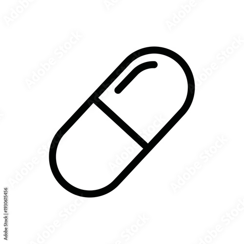 Minimalist Illustration of a Capsule Pill for Medical and Healthcare Concepts