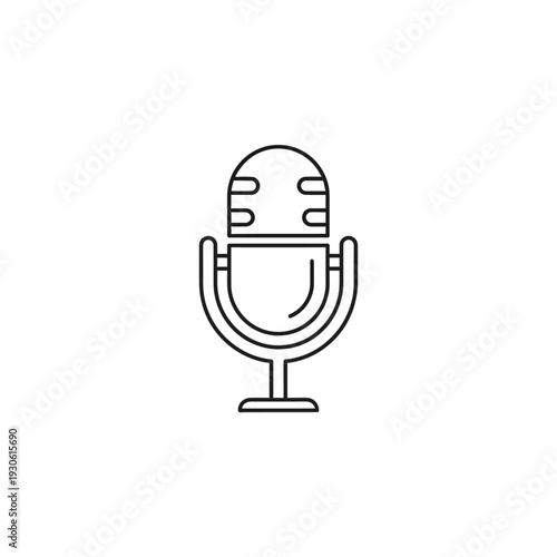 Minimalist Line Art Illustration of Vintage Microphone for Audio and Podcast Themes