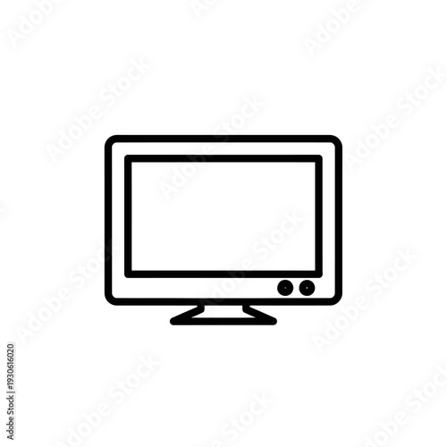 Minimalist Computer Monitor Icon on White Background for Digital Technology Themes