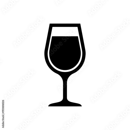 Minimalist Black and White Wine Glass Icon for Beverage and Drink Concepts