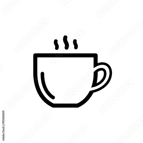 Minimalist Line Art of a Hot Coffee Cup with Steam for Drink and Cafe Themes