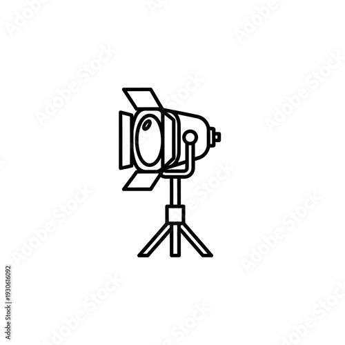 Minimalist Illustration of a Professional Studio Spotlight on Tripod