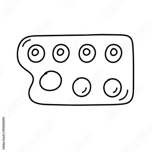 Minimalist Illustration of a Palette Featuring Eight Color Circles and Design Elements