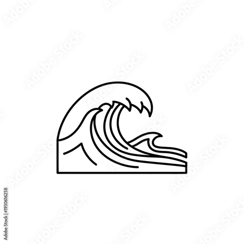 Minimalist Line Art of a Wave Illustration for Nature and Ocean Themes