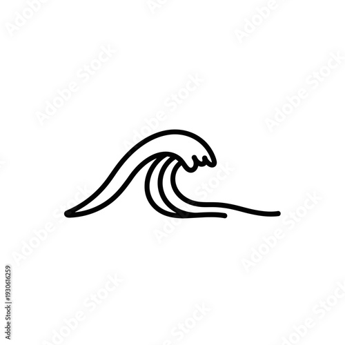 Minimalist Line Art of a Wave for Sea and Ocean Themes
