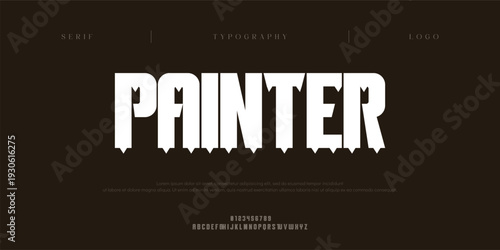 Painter, Creative digital minimal modern logo alphabet font. Typography abstract minimalist sans serif technology, electronic, digital, music, movie, creative logos fonts. vector illustration
