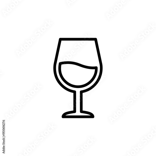 Minimalist Line Art of A Wine Glass Illustration for Beverage Concept Design