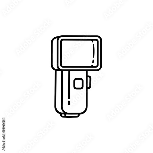 Minimalist Line Drawing of a Modern Handheld Device with Screen and Buttons