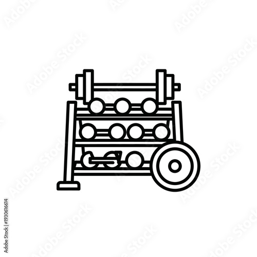 Minimalist Line Art of Dumbbell and Weight Plate for Fitness and Gym