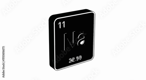 Stylized representation of the element Sodium (Na) from the periodic table