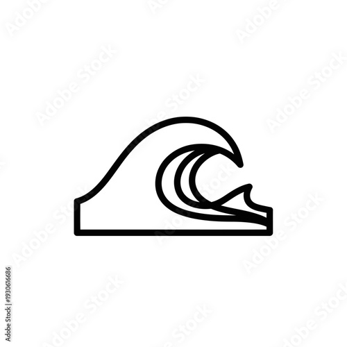 Minimalist Line Art of Ocean Wave Cresting with Dynamic Motion