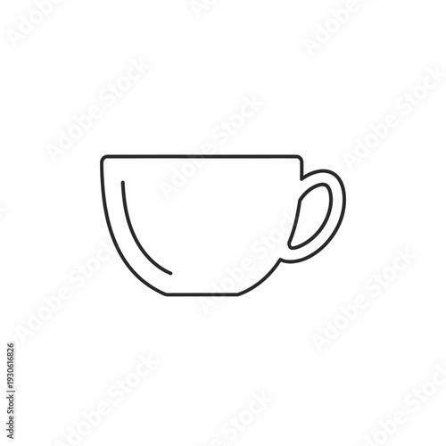 Minimalist Line Drawing of a Simple Coffee Cup for Modern Beverage Illustration