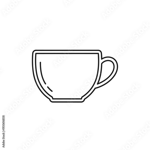 Minimalist Line Drawing of a Simple Coffee Cup with Handle for CoffeeShop Decor