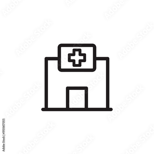 Minimalist Hospital Building Icon for Healthcare and Medical Services
