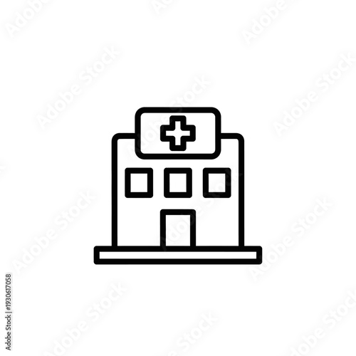 Minimalist Hospital Building Icon for Healthcare and Medical Services