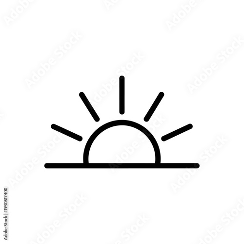 Minimalist Line Drawing of a Sunrise Over Horizon for Scenic Nature Illustration
