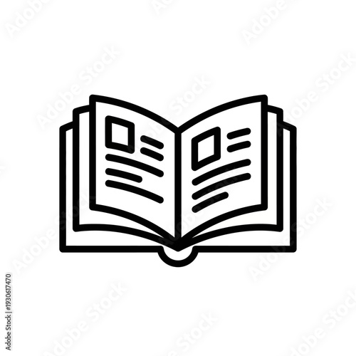 Open Book Illustration, Educational Learning Material, Reading and Knowledge Concept