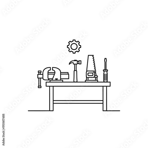 Minimalist Laboratory Workbench with Scientific Instruments and Tools