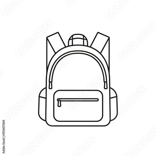 Minimalist Line Drawing of a Backpack for Travel or School Use