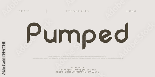 Pumped, Creative digital minimal modern logo alphabet fonts. Typography minimalist urban sana serif digital fashion future creative logos fonts. vector illustration
