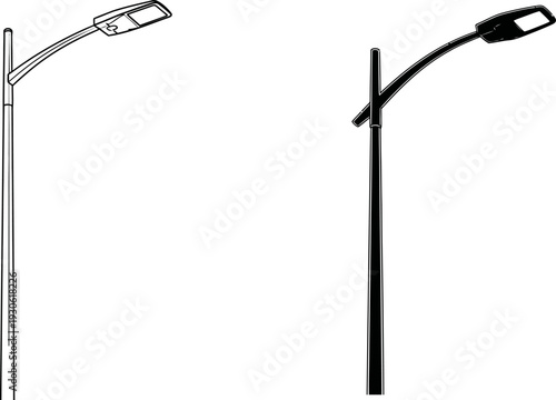 Street light fixtures and pole illustrations