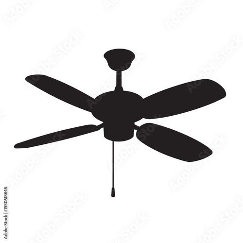 black ceiling fan on white background