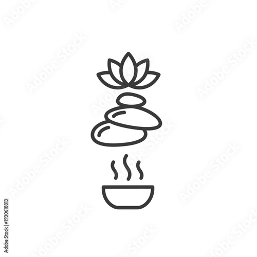 Minimalist Meditation and Relaxation Symbol with Lotus and Stones Illustration