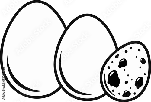 Three eggs, two large and one small spotted