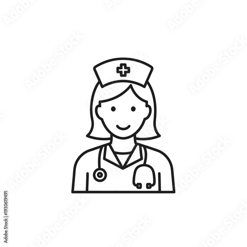 Professional Healthcare Nurse Logo Illustration for Medical and Medical Staff