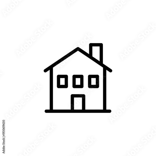 Minimalist Line Drawing of House with Simple Architecture for Home and Real Estate Design