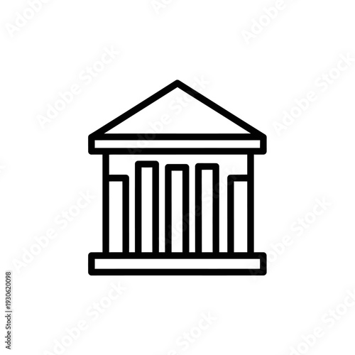 Minimalist Outline Illustration of a Classical Government Building with Columns