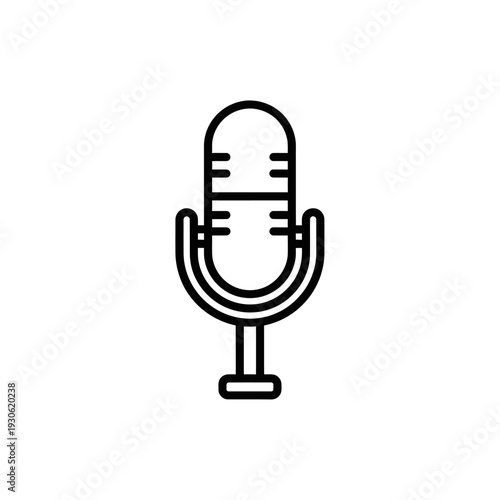 Simple Black and White Microphone Illustration for Audio or Recording Concept