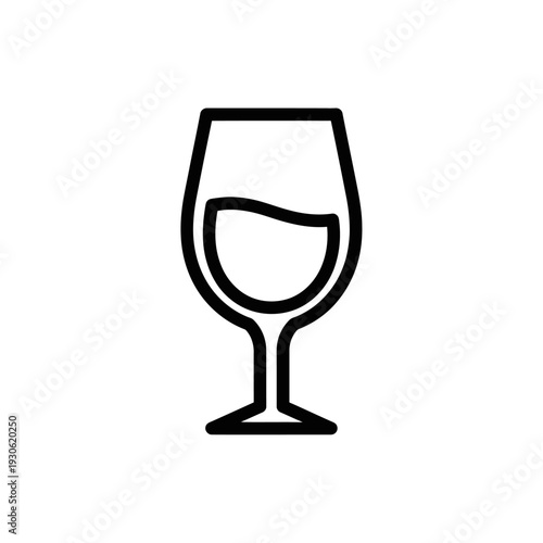 Simple Black and White Outline of a Wine Glass for Restaurant or Beverage Design
