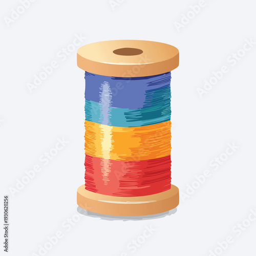 Colorful thread spool illustration for crafts and sewing projects