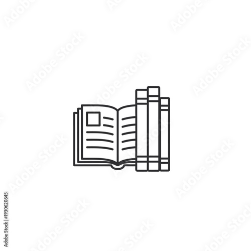 Open Book with Reading Material and Bookshelf for Learning and Study