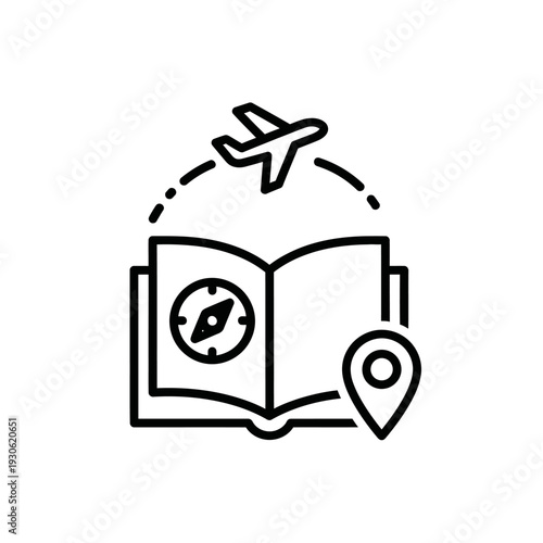 Travel Planning and Navigation Concept with Airplane, Map, and Compass